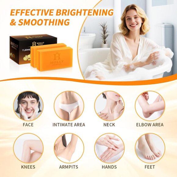 XXL 2 Pack Turmeric Soap Bar - Kojic Acid Soap Dark Spot Remover & Scars - Origi - Picture 6 of 7